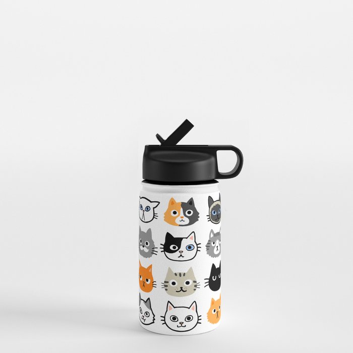 Cute Cats Assorted Kitty Cat Faces Fun Feline Drawings Water
