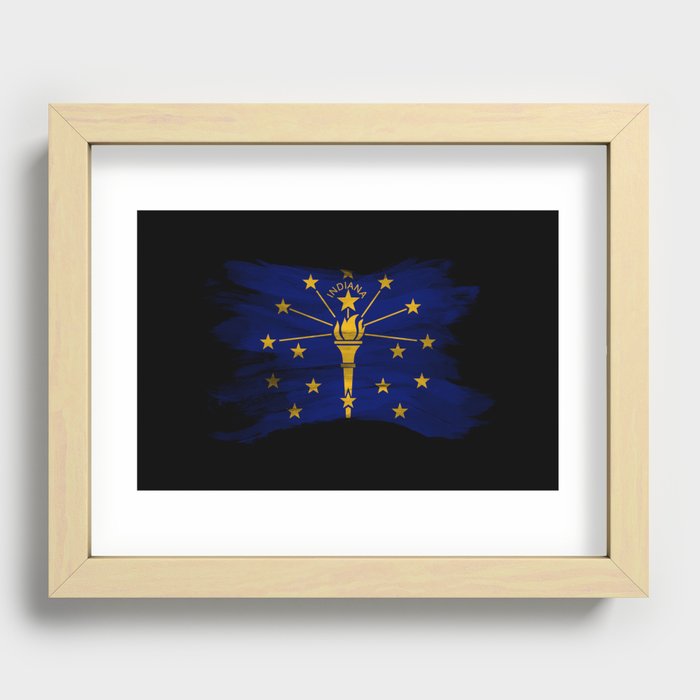Indiana state flag brush stroke, Indiana flag background Recessed Framed Print