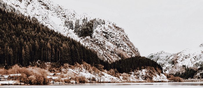 Lake Ocean Bay Snow Mountains Hills Photography Coffee Mug