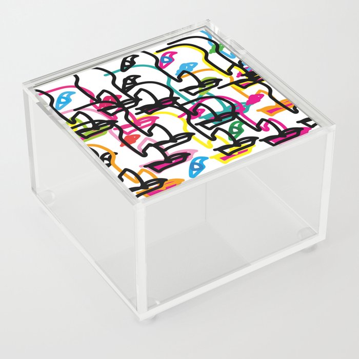 Colorful Abstract Faces Acrylic Box