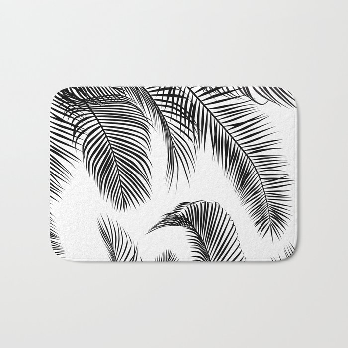 black palm tree leaves pattern bath mat by martaolgaklara society6
