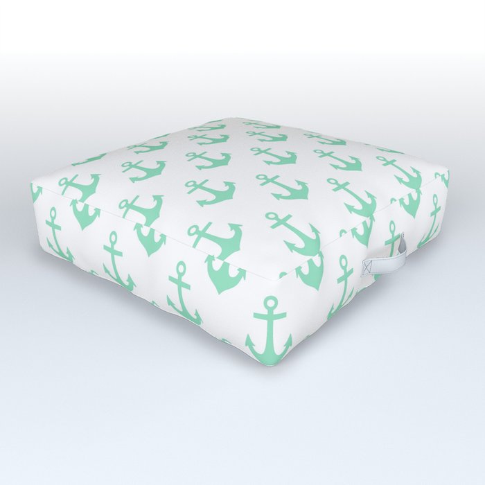 Anchors (Mint & White Pattern) Outdoor Floor Cushion