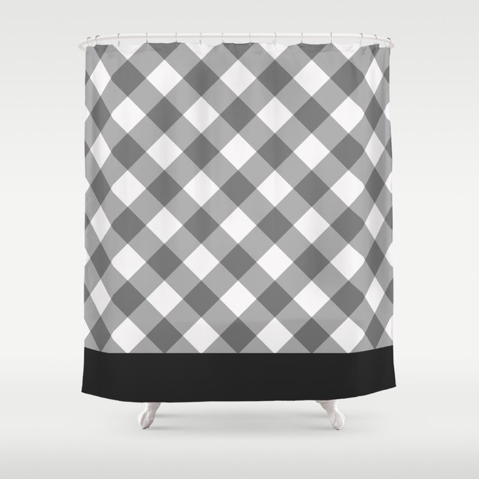 Diagonal Buffalo Check Grey Shower Curtain By Danadudesign