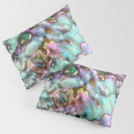 Glowing Cotton Candy Pink & Green Abalone Mother of Pearl Pillow Sham