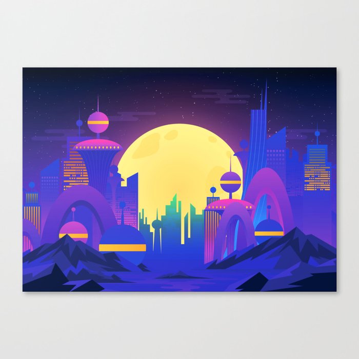 Synthwave Neon City #13 Canvas Print