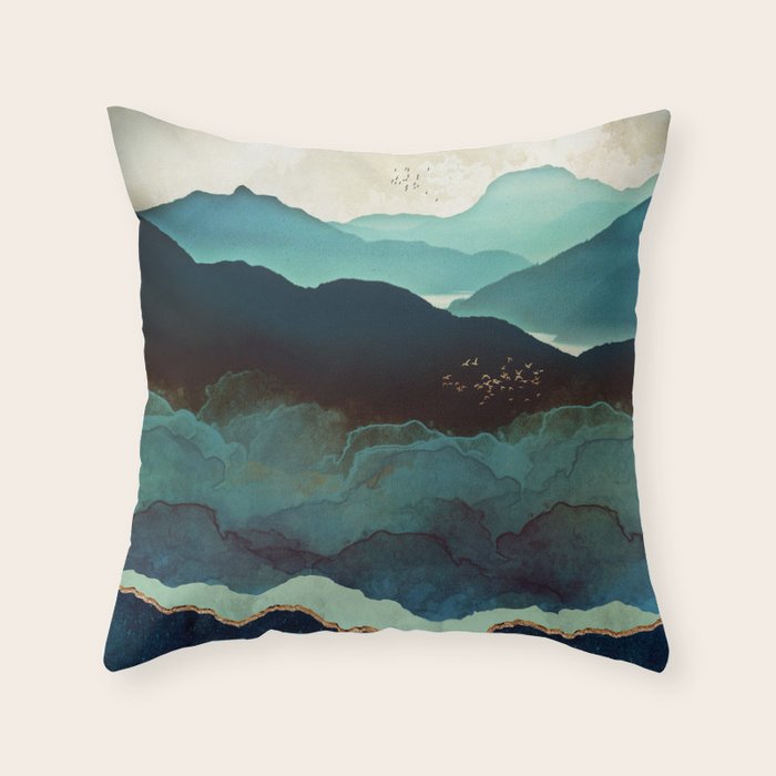 cover 9 pillow x 18 Mountains Indigo Pillow by Throw  spacefrogdesigns  Society6