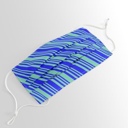 [ Thumbnail: Aquamarine and Blue Colored Lines/Stripes Pattern Face Mask ]