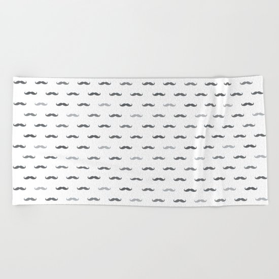 Grey Mustache Beach Towel