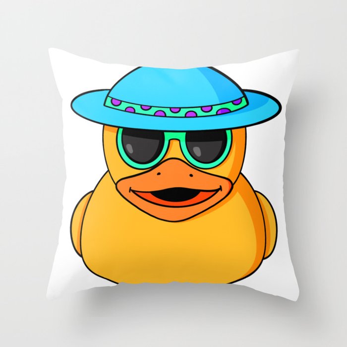 Summer Rubber Duck Throw Pillow