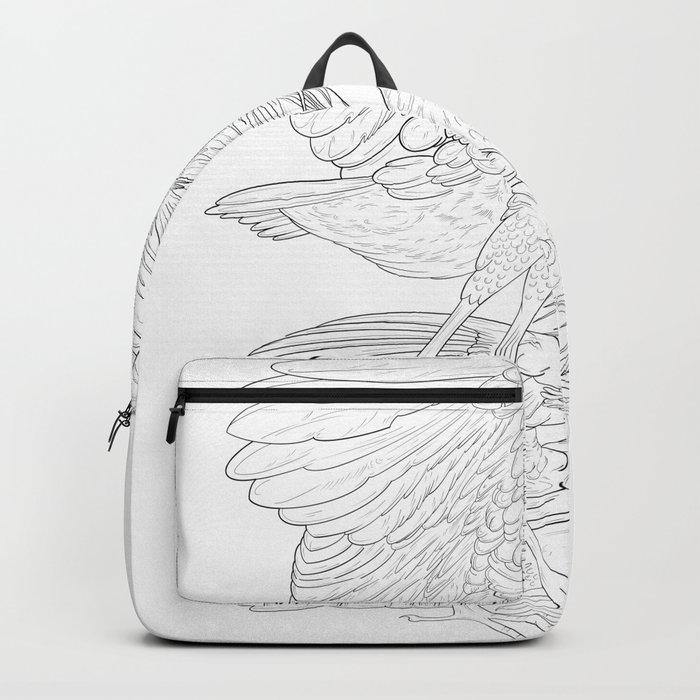 Heron Illustration Black art Botanical Scientific Fine lines Animal American Wildlife Tattoo Modern Design Backpack