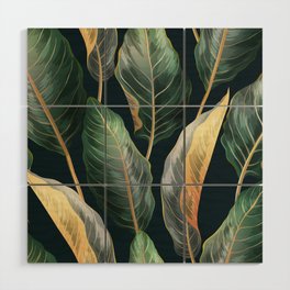 Palm leaves seamless vintage pattern Wood Wall Art