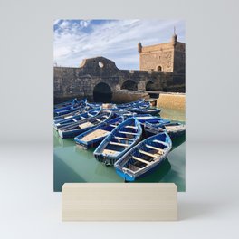 Blue Boats, Essaouira, Morocco Mini Art Print