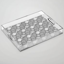 Grey And White Coral Silhouette Pattern Acrylic Tray