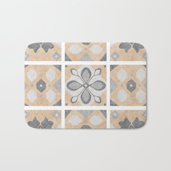 Terracotta Vintage Tiles Design Bath Mat