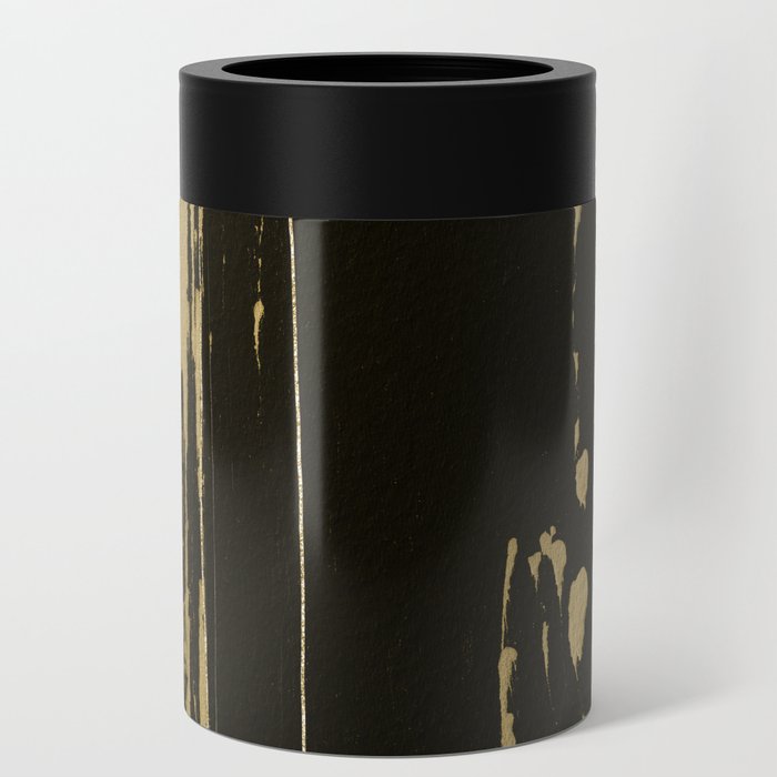 Art Kintsugi abstract black and gold Can Cooler