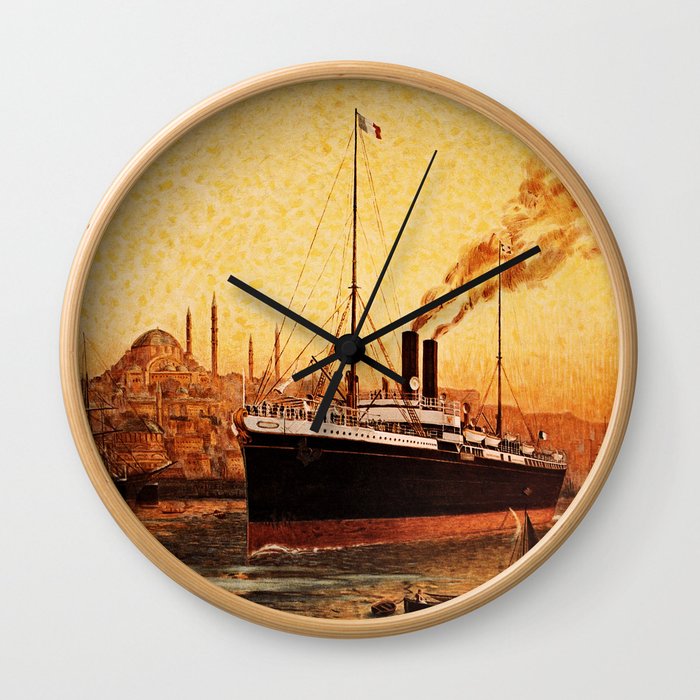 Vintage French Orient Shipping line Paris Mediterranean Wall Clock
