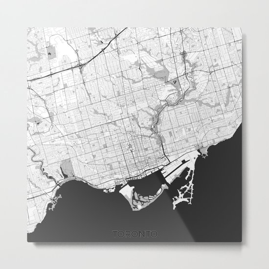 Toronto Map Gray Metal Print