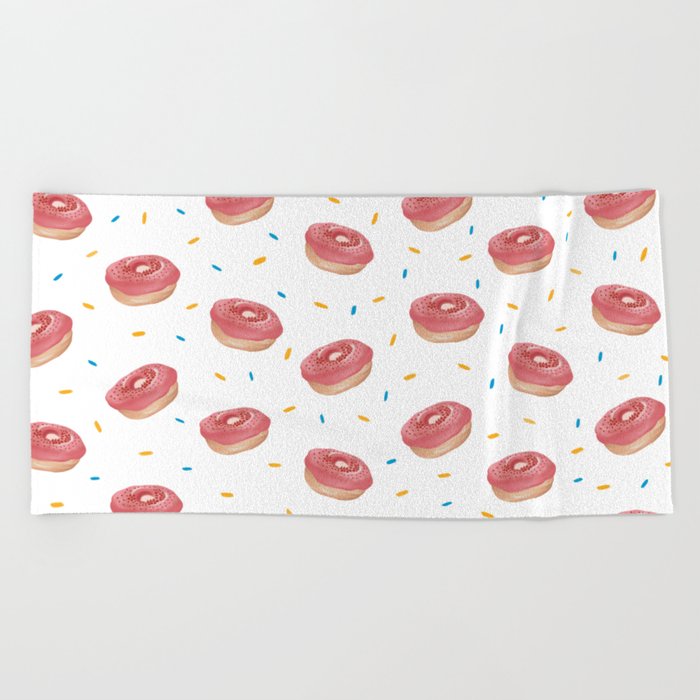 Cute Doughnut Print Seamless Pattern Beach Towel