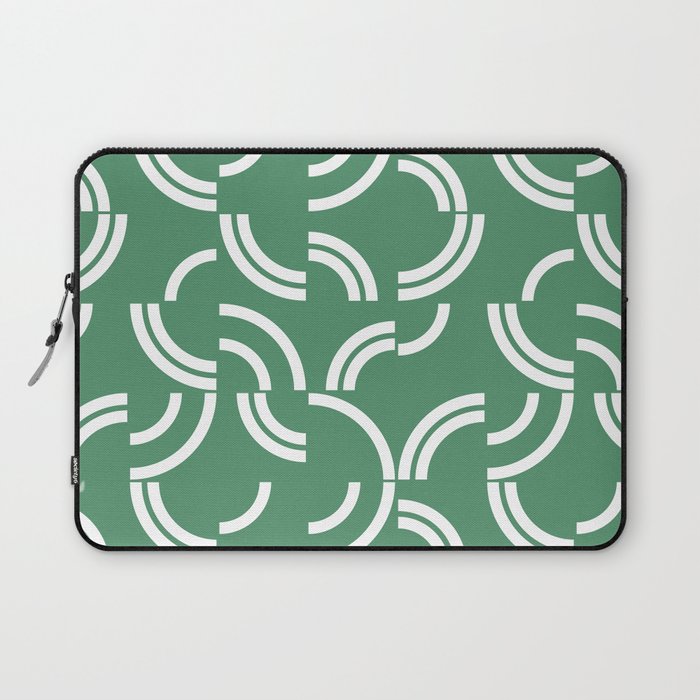 White curves on green background Laptop Sleeve