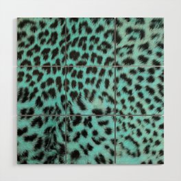 Turquoise leopard print Wood Wall Art