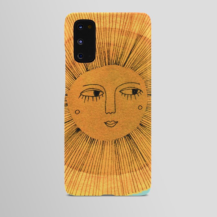 Sun Drawing Gold and Blue Android Case