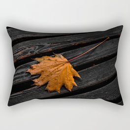 Orange autumn maple leaf on the wooden boards dramatic scene Rectangular Pillow