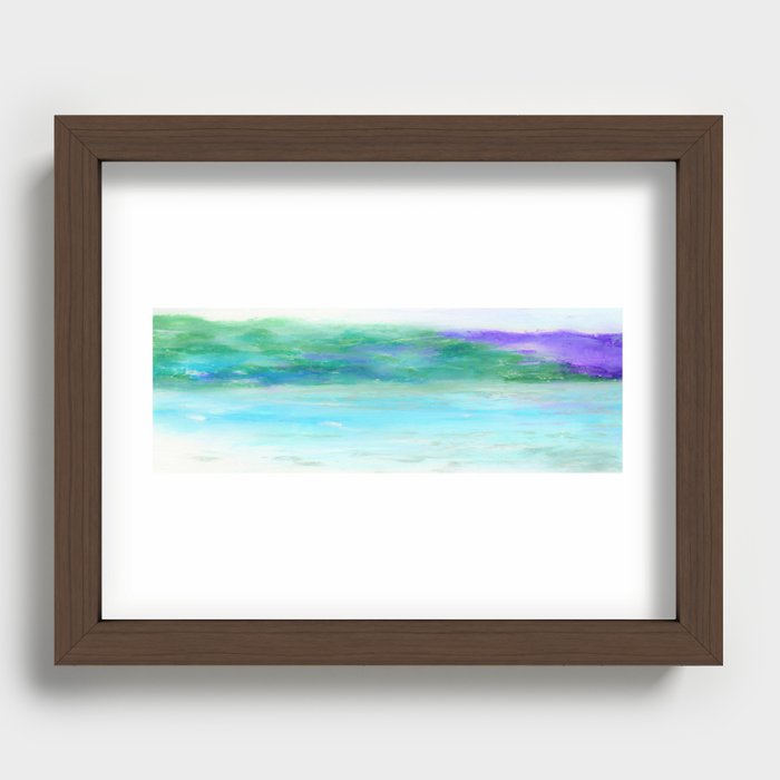 Water Land Soft Bright Oil Pastel Drawing Recessed Framed Print