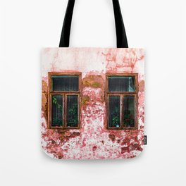 Old Windows on ruined wall Tote Bag