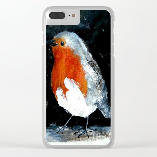 Robin British Wildlife Wild Bird Acrylic Painting Clear iPhone Case