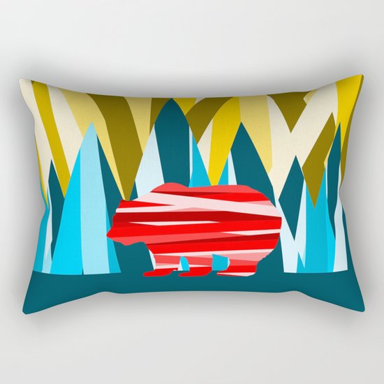 Abstract lines Bear Rectangular Pillow