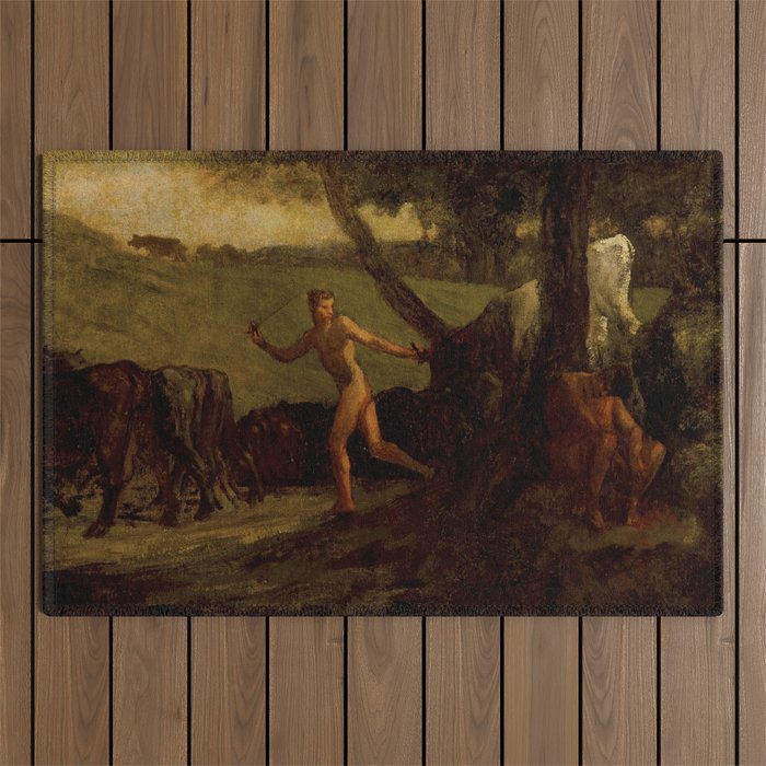 Jean-François Millet "Study for 'Mercury Leading the Cows of Argus to Water'" Outdoor Rug