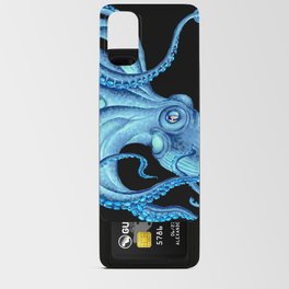 Blue Teal Octopus Tentacles Ink Black Nautical Marine Dance Android Card Case
