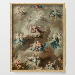 Allegorical Religious Scene with the Virgin Mary  Serving Tray
