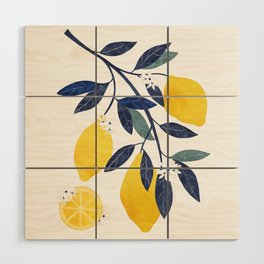 Mediterranean lemon branch pattern Wood Wall Art