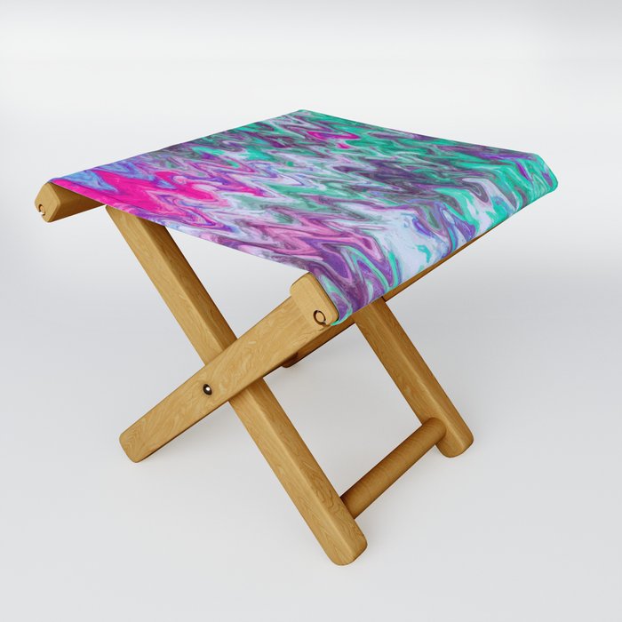 Crazy Fluid Painting Abstract Folding Stool