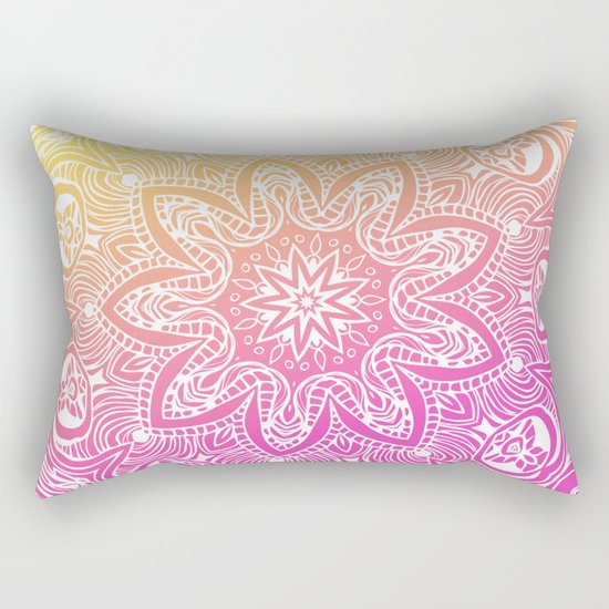 Orange and Pink Mandala Rectangular Pillow