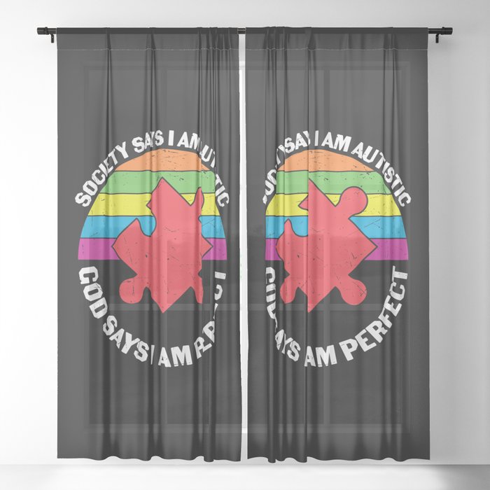 Religious Autism Awareness Saying Sheer Curtain