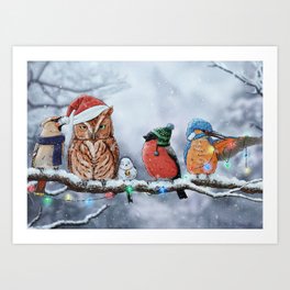 Christmas birds Art Print