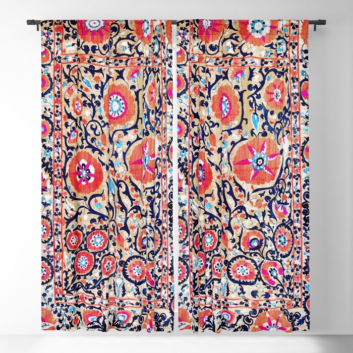 Shakhrisyabz Suzani Uzbek Embroidery Print Blackout Curtain