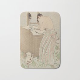 Woman Bathing - Mary Cassatt - 1890-1891  Bath Mat | Artdeco, Artwork, Famousart, Vintagepinup, Wash, Screenprint, Vintageart, Art, Sketch, Painting 