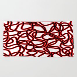 Abstract pattern - red and black. Beach Towel