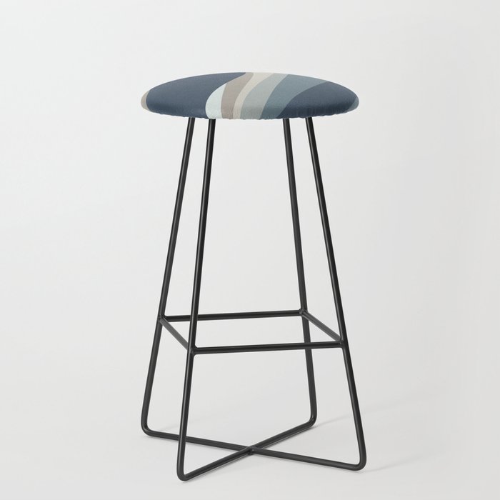 Trippy Dream Minimalist Abstract Pattern 2 in Neutral Blue Gray Tones Bar Stool