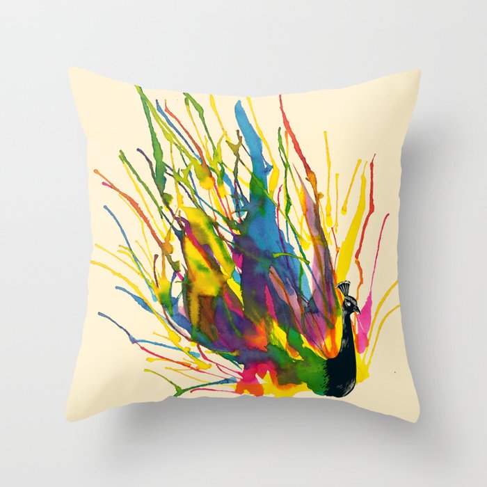 Colorful Peacock Throw Pillow