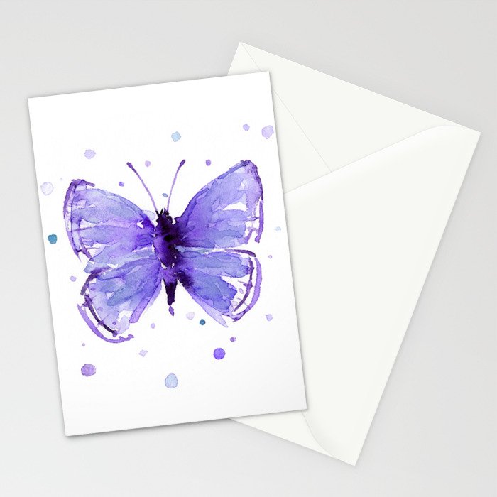 Butterfly Painting Purple Violet Abstract Butterfly Stationery