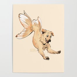 Sea Pups - Goldfish Retriever Poster
