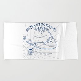 Nantucket Vintage Map Beach Towel
