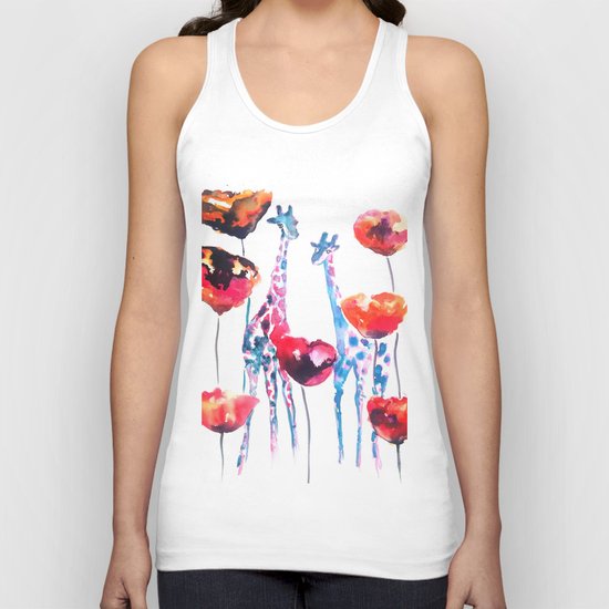 Giraffes and Poppies Unisex Tank Top