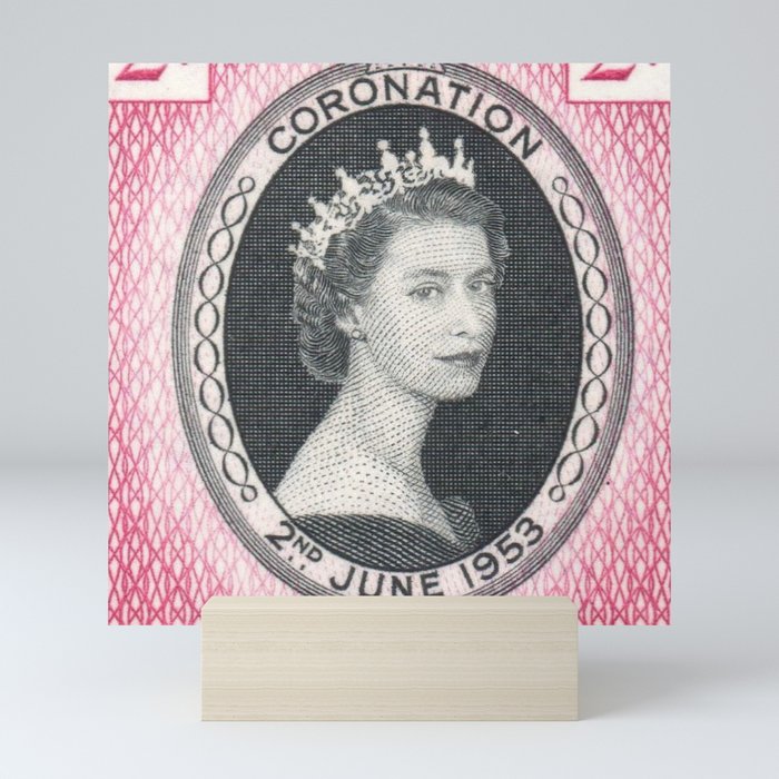 Portrait of Elizabeth II, queen of the United Kingdom 2 vintage stamp Mini Art Print