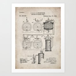 Brewery Patent - Beer Art - Antique Art Print
