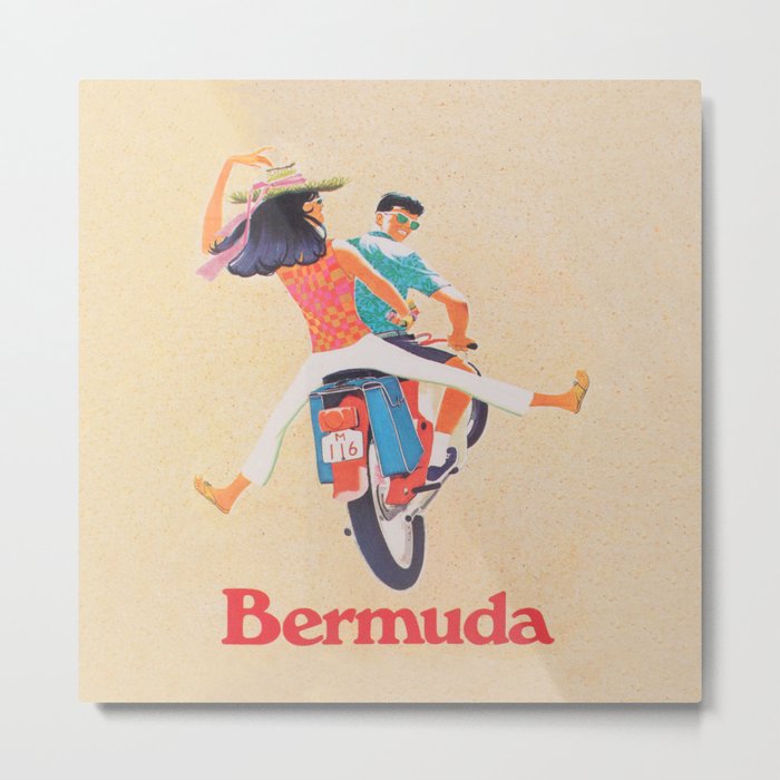 Bermuda on a Scooter Vintage Travel Metal Print